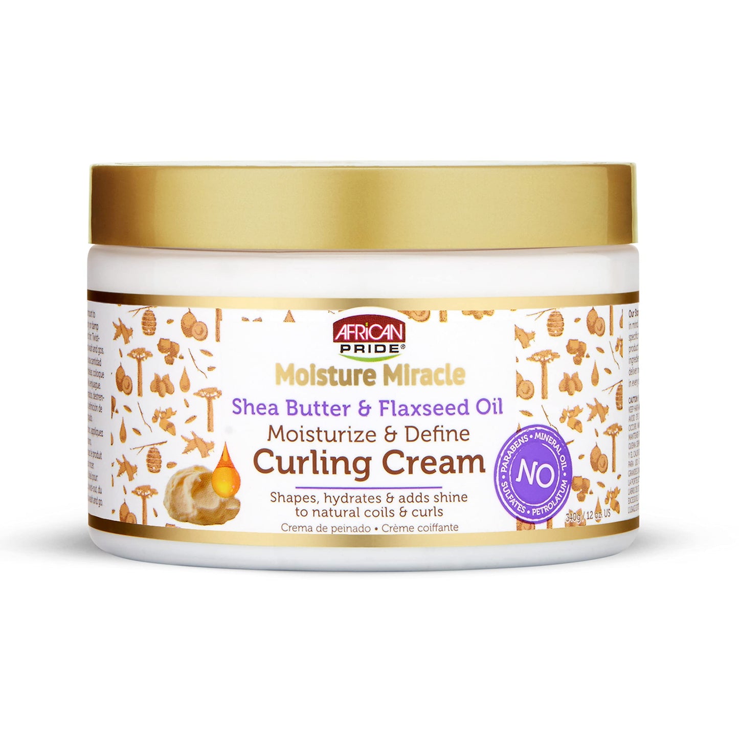 African Pride Moisture Miracle Shea Butter & Flaxseed Oil Moisturize & Define Curling Cream 12 oz