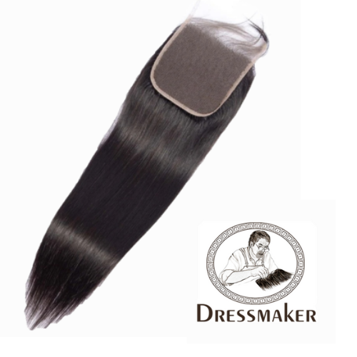 Brazilian Hair Lace closure 4"x4' Straight with Baby hair Natural black Color by dressmaker 100% Human Hair