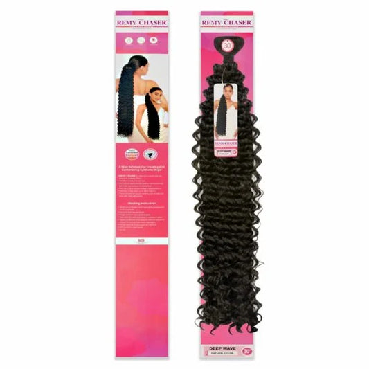 Remy Chaser Deep Wave Hair – 30 Inch Natural Black Synthetic Weave