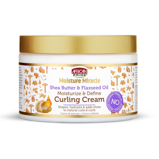 African Pride Moisture Miracle Shea Butter & Flaxseed Oil Moisturize & Define Curling Cream 12 oz