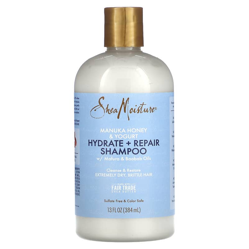 Shea Moisture Manuka Honey & Yogurt, Hydrate + Repair Shampoo With Mafura & Baobab Oils, 13 Fl Oz (384 ml}